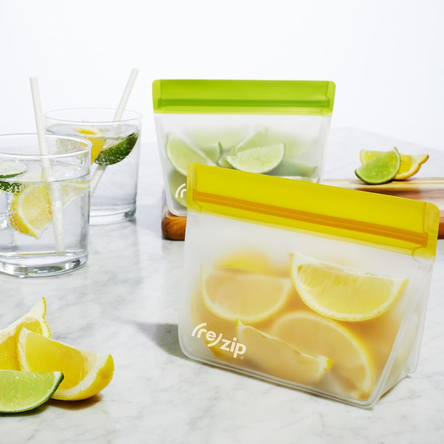 (re) zip 5-pack Stand-Up Reusable Bags | BPA-Free, Food Grade, Leakproof, Freezer and Dishwasher Safe | 5 Snack-Size Bags (1-Cup / 8-Oz) | Multicolor for Easy Organization