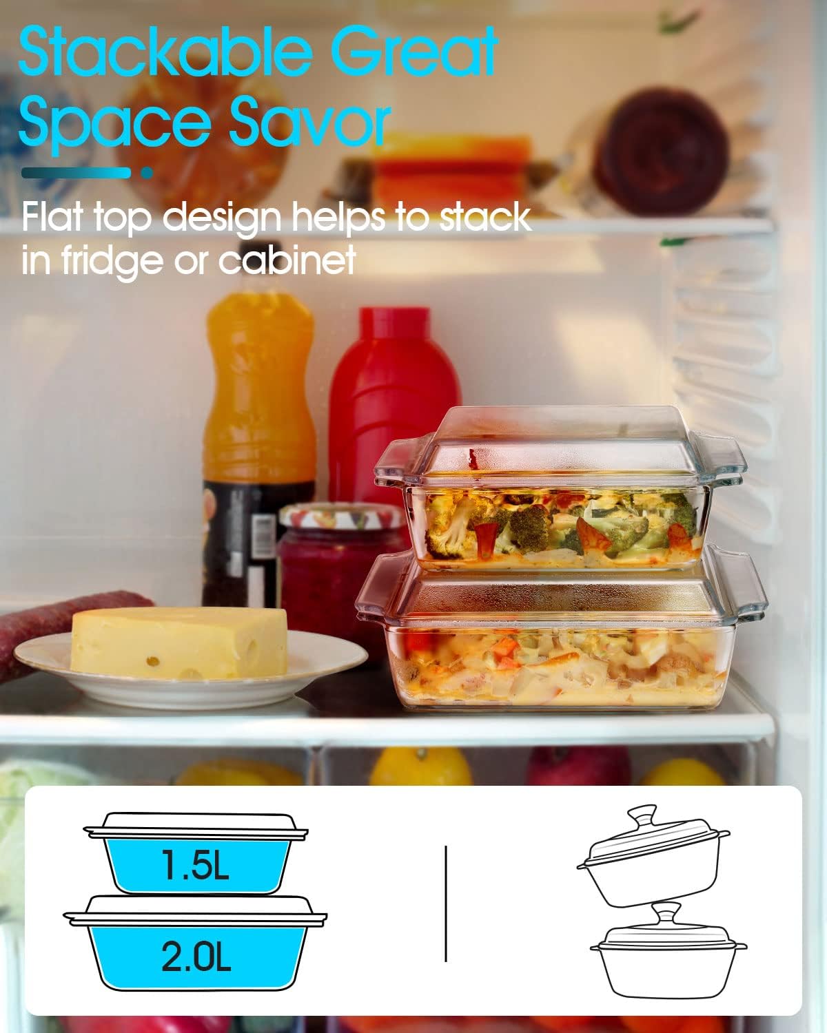 NUTRIUPS 8x8 Baking Dish Square Casserole Baking Dishes with Glass Cover Glass Casserole Dish with Lid Baking Dish Glass Baking Pan for Baking