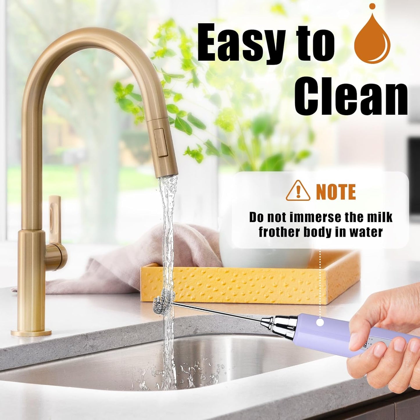 Nahida Light Purple Milk Frother Wand for Coffee, Frother Handheld Rechargeable Electric Whisk with 3 Heads 3 Speeds Drink Mixer Coffee Frother Foam Maker For Latte, Cappuccino, Hot Chocolate, Egg