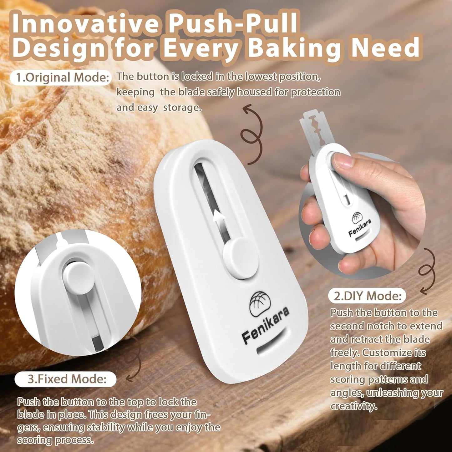 Premium Magnetic Bread Lame & Versatile Bread Scoring Tool - Professional Sourdough Scoring Tool and Lame Bread Tool with 10 Razor Blades & Scoring Patterns Booklet (light gray)