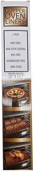 Copper Oven Liners 2-Pack | Reusable Non-Stick Oven Protectors for Electric & Gas Ovens, 13" x 15.7" Heat Resistant Mats