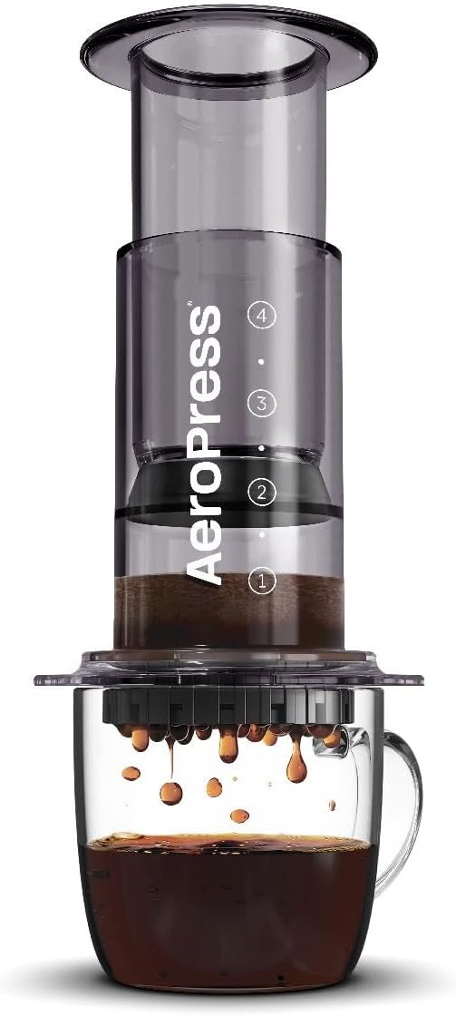 AeroPress Clear Black Coffee Press – 3 In 1 Brew Method Combines French Press, Espresso, Full Bodied Coffee Without Grit or Bitterness, Small Portable Coffee Maker for Camping & Travel, Black
