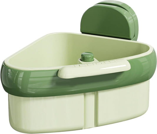 Kitchen Corner Sink Strainer with Suction Cup, Food Waste & Trash Basket, Triangle Drain Rack with Automatic Dumping, Perfect for Vegetables, Scraps & Easy Cleaning