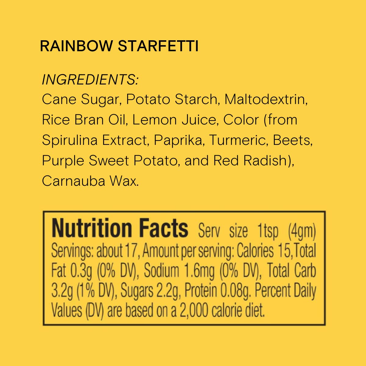 Supernatural Rainbow Starfetti Natural Star Sprinkles - No Artificial Dyes, Soy Free, Gluten Free, Vegan, 3oz
