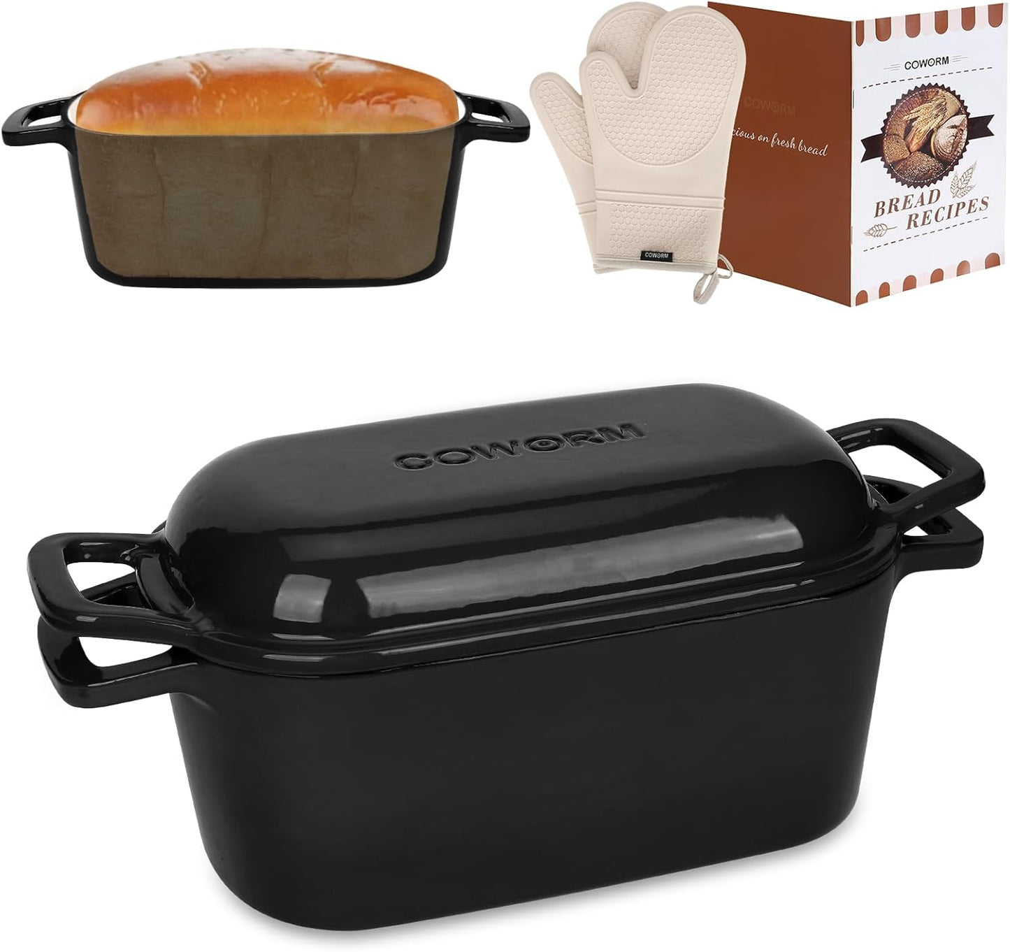 Oval Enameled Dutch Oven for Bread Baking - 3.6QT Cast Iron Sourdough Bread Pan with Lid