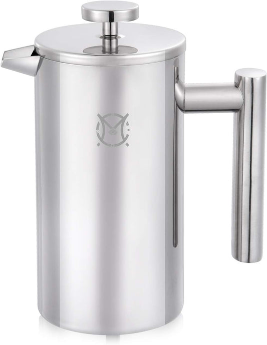 French Press Coffee Maker – 2 Cups Small Stainless Steel Coffee Maker Double Walled French Press 750ML/24OZ