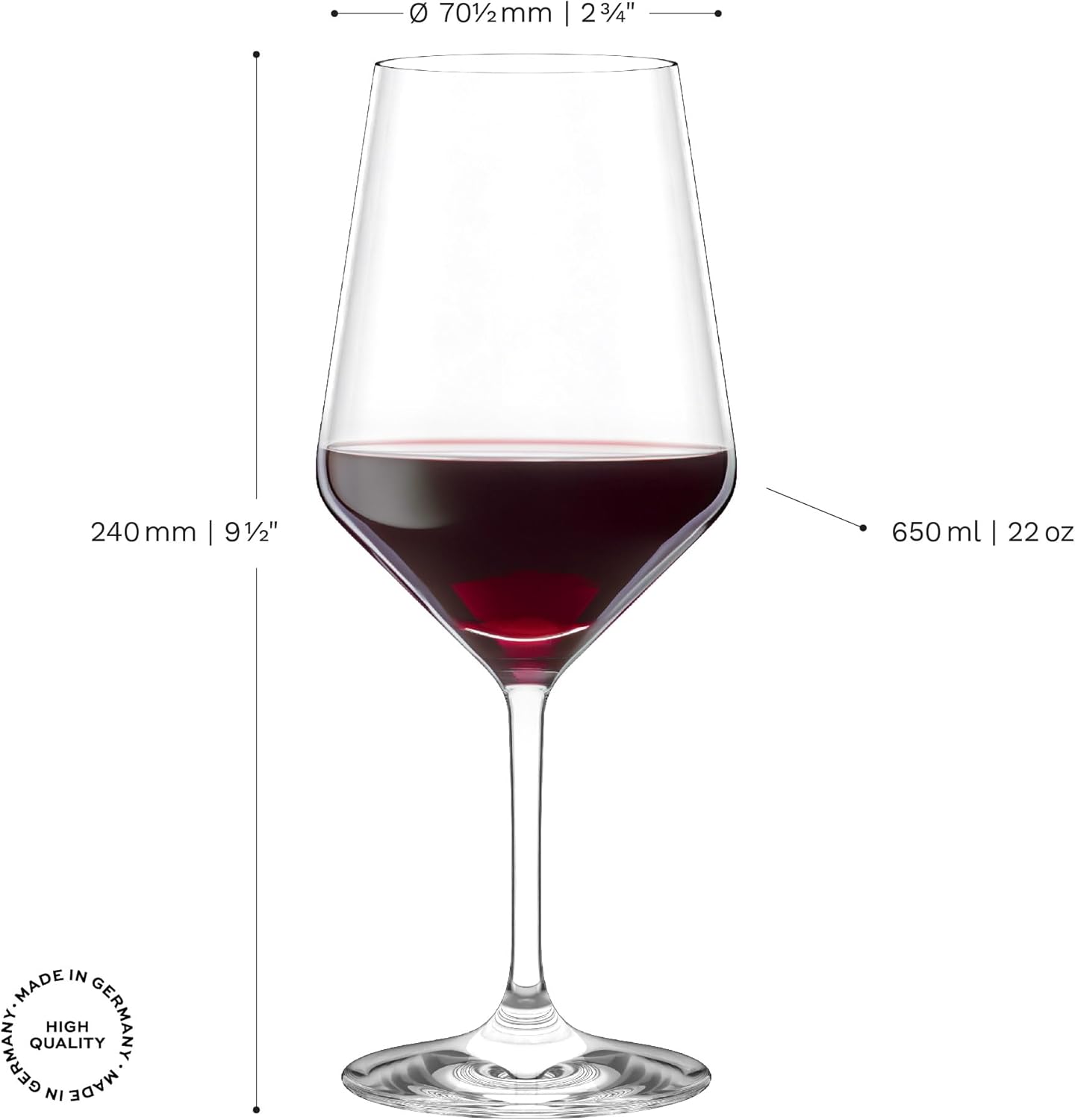 Stölzle Lausitz Bordeaux Red Wine Glasses Set of 6 (REVOLUTION). Dishwasher Safe, Lead-free Crystal Red Wine Glass (22 fl oz). Durable & Elegant Wine Glasses - Genuine Stölzle Wine Glass Set