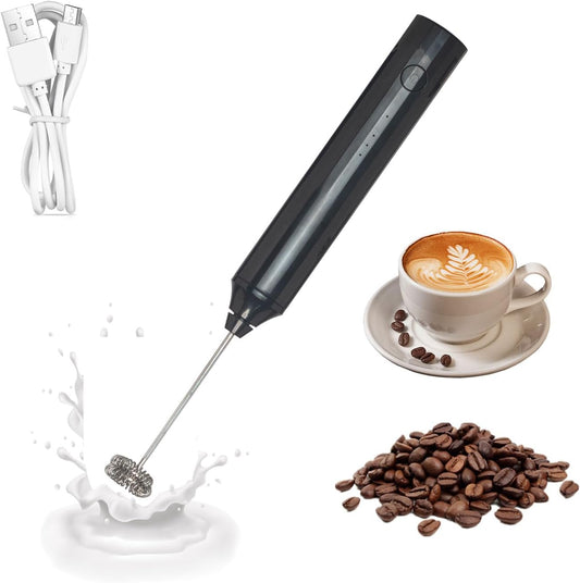 Milk Frother-Handheld Electric Whisk for Coffee, Latte, Matcha, and Hot Chocolate (Plastic body-Built in 1200mAh lithium battery, USB rechargeable) Drink Mixer Handheld, Lightweight & Portable