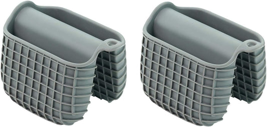 Mini Silicone Oven Mitts Set, Oven Mitts Heat Insulation, Oven Gloves for Kitchen Cooking and Baking, Protecting Fingers Mini Oven Hand Clips are Sold in Pairs(Square-Gray)