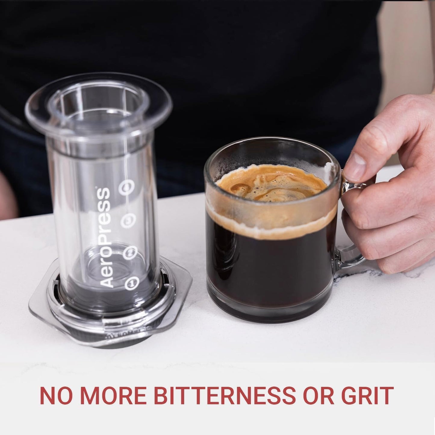 AeroPress Clear Coffee Press – 3 In 1 Brew Method Combines French Press, Pourover, Espresso, Full Bodied Coffee Without Grit or Bitterness, Small Portable Coffee Maker for Camping & Travel, Clear