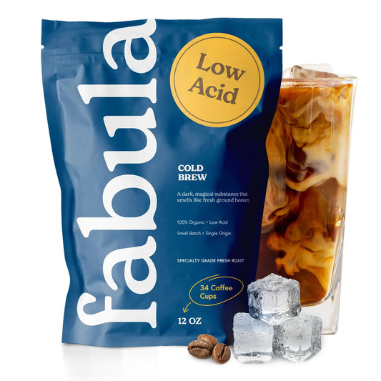 Fabula Coffee Cold Brew Freshly Ground - Organic - Low Acid - Single Origin - Non-GMO - Mold Free - 12 Ounces