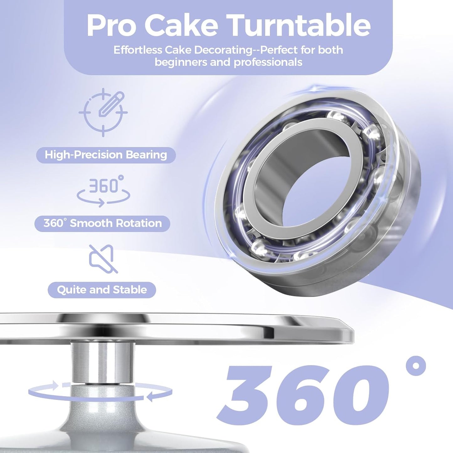 Ohuhu Cake Stand, Aluminium 12''Cake Turntable Decorating Bakery Supplies - BPA-Free Frosting Spinner Rotating Revolving Lazy Susan Mothers Day Gifts