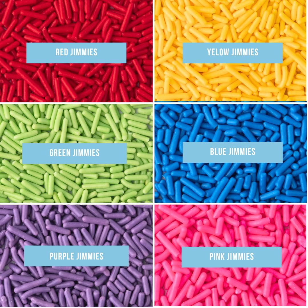 Sweets Indeed Sprinkles 6 Cell Edible Sprinkle Mix Jimmies Perfect for Cake Decorations Baking Ice Cream Cookies Cupcake Topper (Rainbow Jimmies)