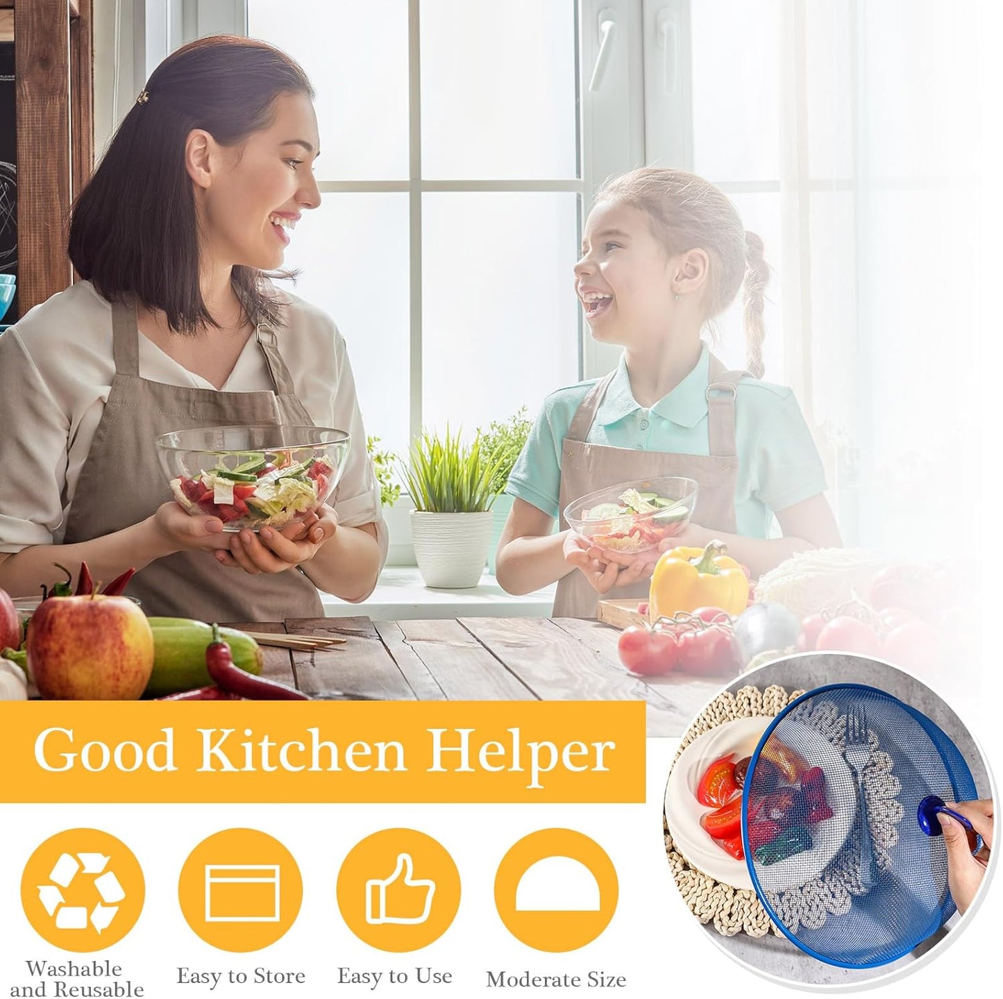 Gerrii 6 Pcs Metal Mesh Food Cover Outdoor Mesh Food Tents Dome Screen Plate Covers for Dinner Plates Reusable Fruit Fly Nets Picnic Food Umbrella for Table, BBQ, Camping, Party (Multicolor,11 Inch)