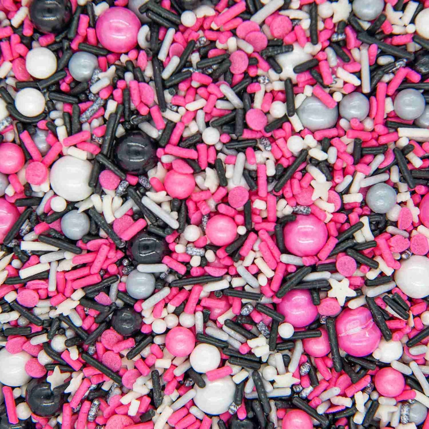 Black Pink Sprinkles for Cake Decorating, Baking - Fancy Minnie Mouse Sprinkles for Cupcake Decorating - Edible Minnie Mouse Cake Decorations in Pink and Black Princess with Jimmies, Pearls