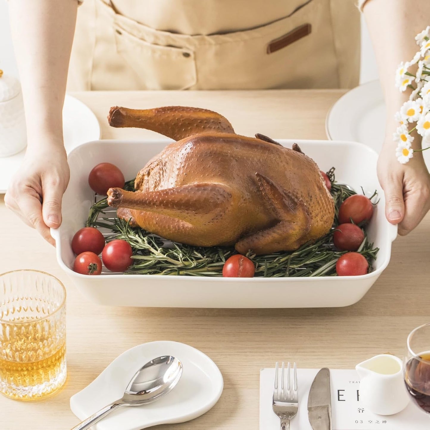 Ceramic Baking Dish Set for 2, Casserole Dish,Ceramic Baking Pan, Bakeware for Baking, Kitchen Decor, Microwave Oven Safe (3.3QT/4.2QT)