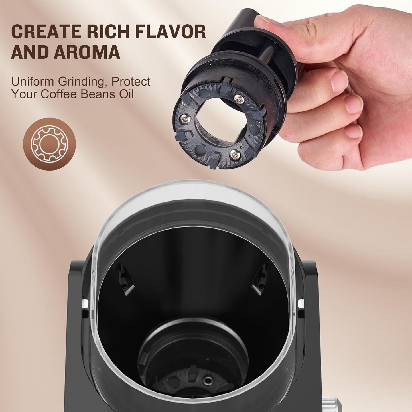 Burr Coffee Grinder, Adjustable Coffee Bean Grinder Electric with 14 Grinding Settings,2-12 Cups for Espresso, Drip Coffee and French Press