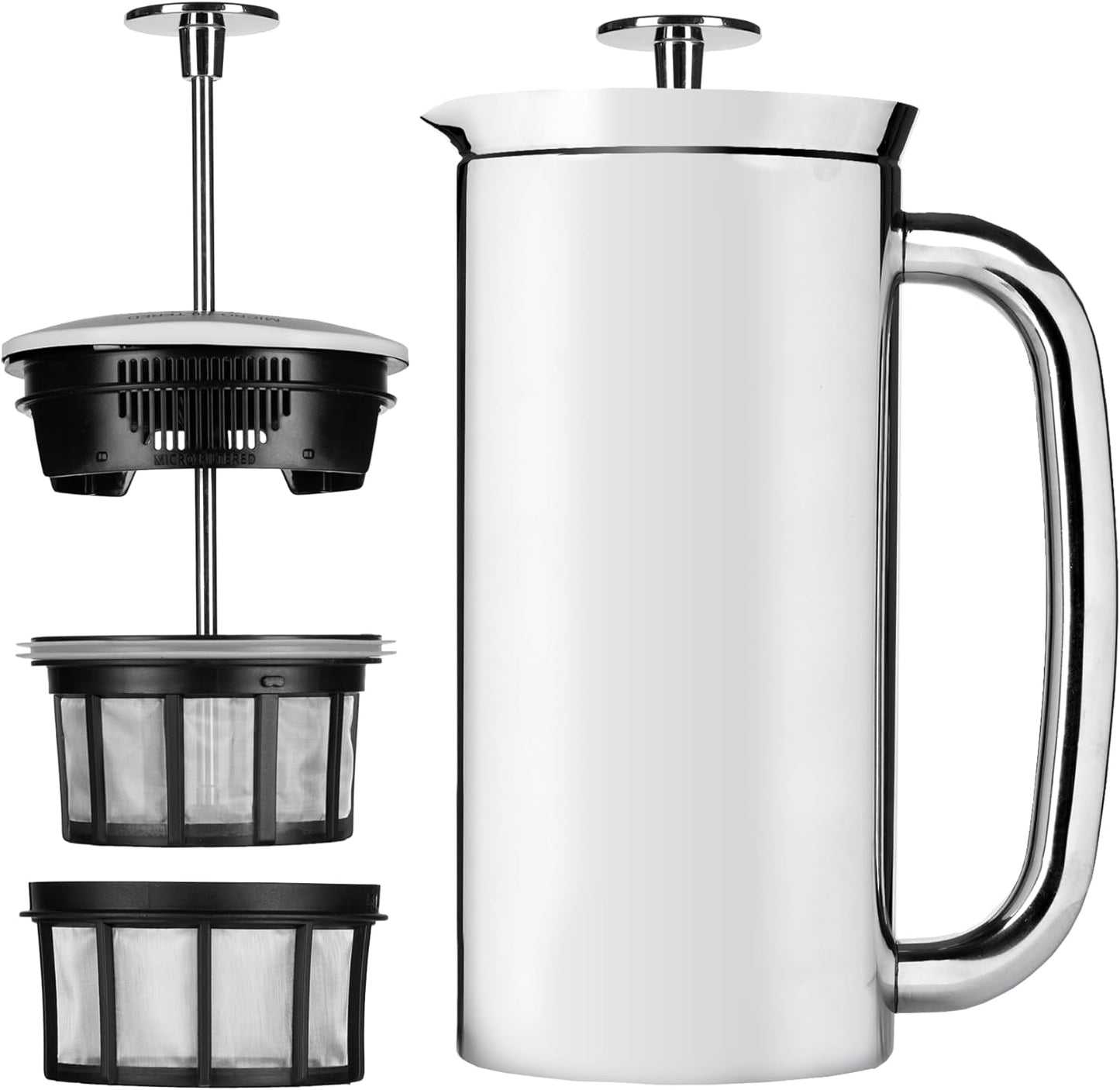 ESPRO P7 French Press Coffee Maker - Double-Walled Stainless Steel Insulated with Micro-Filter, 32 Ounces, Polished Stainless Steel