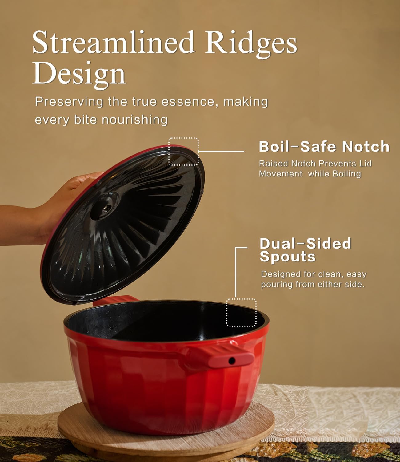 Nonstick Ceramic Cookware Set (7 Piece)–Titanium Cast Aluminum Pots and Pans Set with Lids, Non Toxic PFAS-Free Compatible with All Stovetops–Merlot Velvet