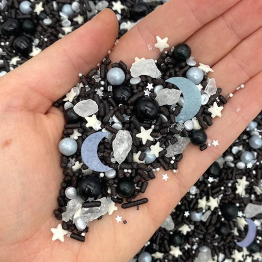 Moon Child Sprinkle Mix by Simply Sucré | Gothic | Star & Galaxy Edible Sprinkles | Bulk Sizes: 4 oz, 8 oz, 16 oz (4 oz jar)