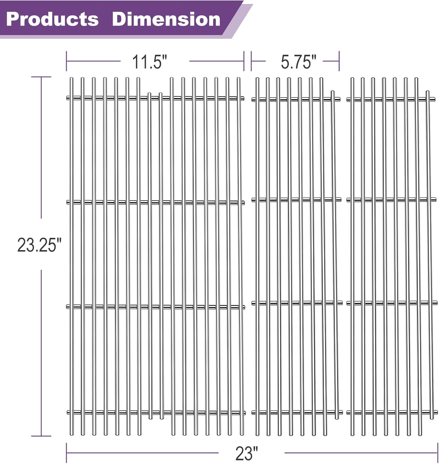 1 Pack 54911 Cooking Grid Grates with 2 Pack 54921 Replacement for Viking VGBQ 30 in T Series, VGBQ 41 in T Series, VGBQ 53 in T Series Gas Grill
