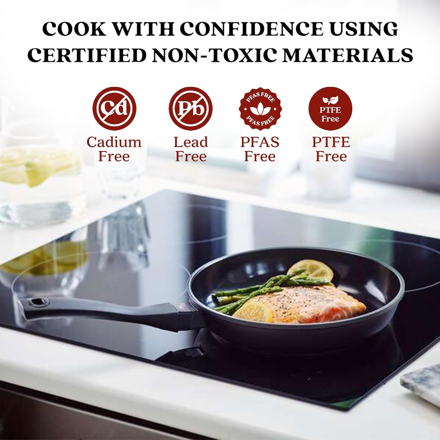 Alva Energy 11″ Non‑Toxic Ceramic Frying Pan – PFAS/PTFE‑Free, Induction‑Safe Recycled Aluminum – Fast, Even Heat with Stay‑Cool Handle, Lightweight for Everyday Cooking