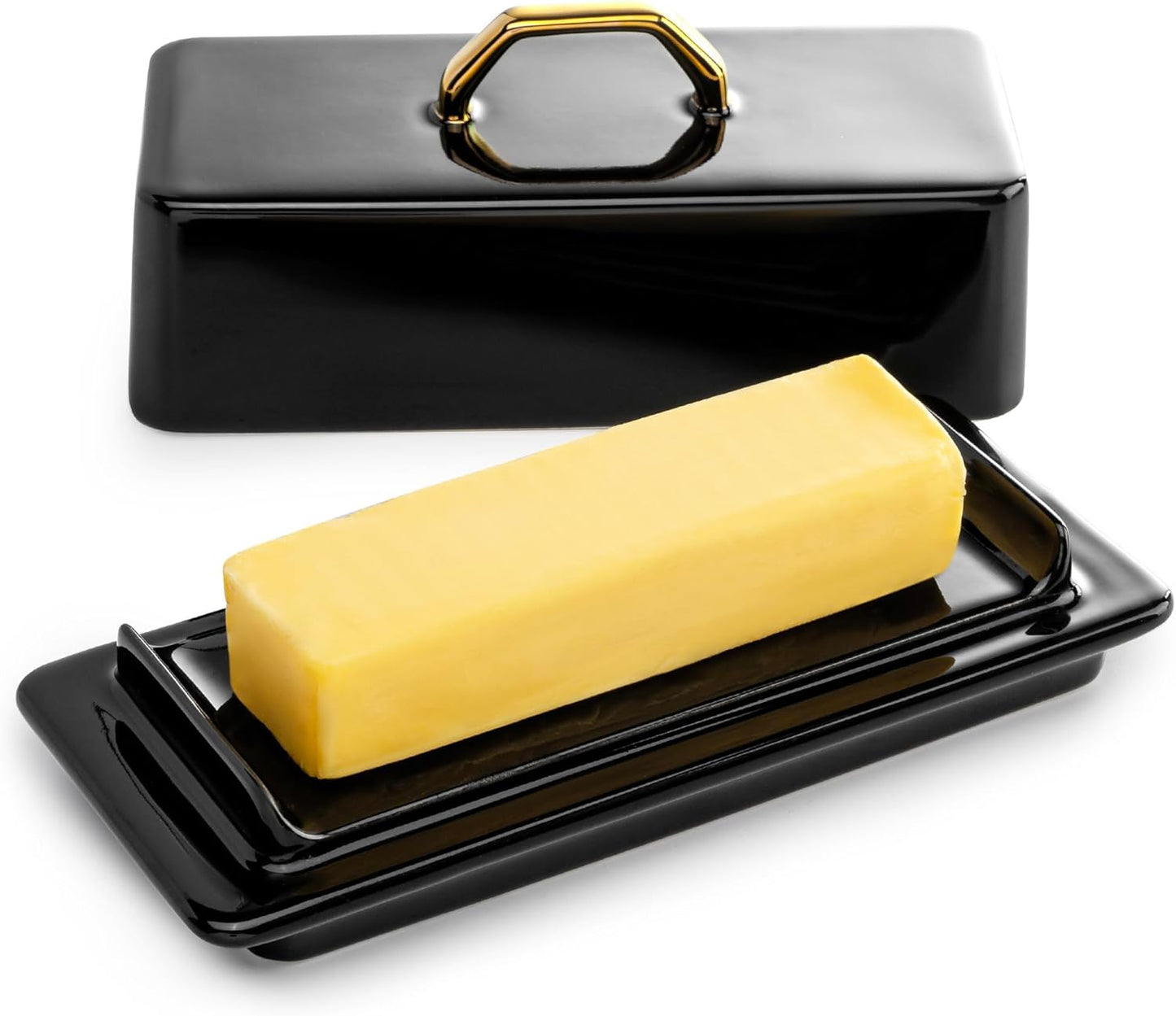 Sweese Butter Dish with Lid for Countertop - Butter Container - Butter Saver, 4oz Beautiful Small Butter Tray for East West Coast Butter, Fridge, Dishwasher Safe