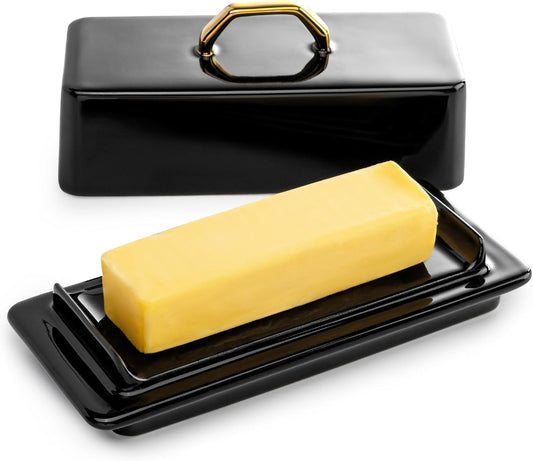 Sweese Butter Dish with Lid for Countertop - Butter Container - Butter Saver, 4oz Beautiful Small Butter Tray for East West Coast Butter, Fridge, Dishwasher Safe