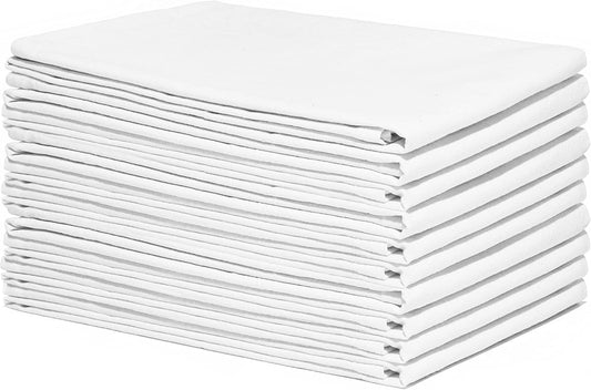 Bulk Tea Towels - 50 Pack 100% Cotton Wholesale Tea Towels - Bulk White Kitchen Towels - Easy to Customize, Personalize and Print - 27"x27" (White - 50 Pack)