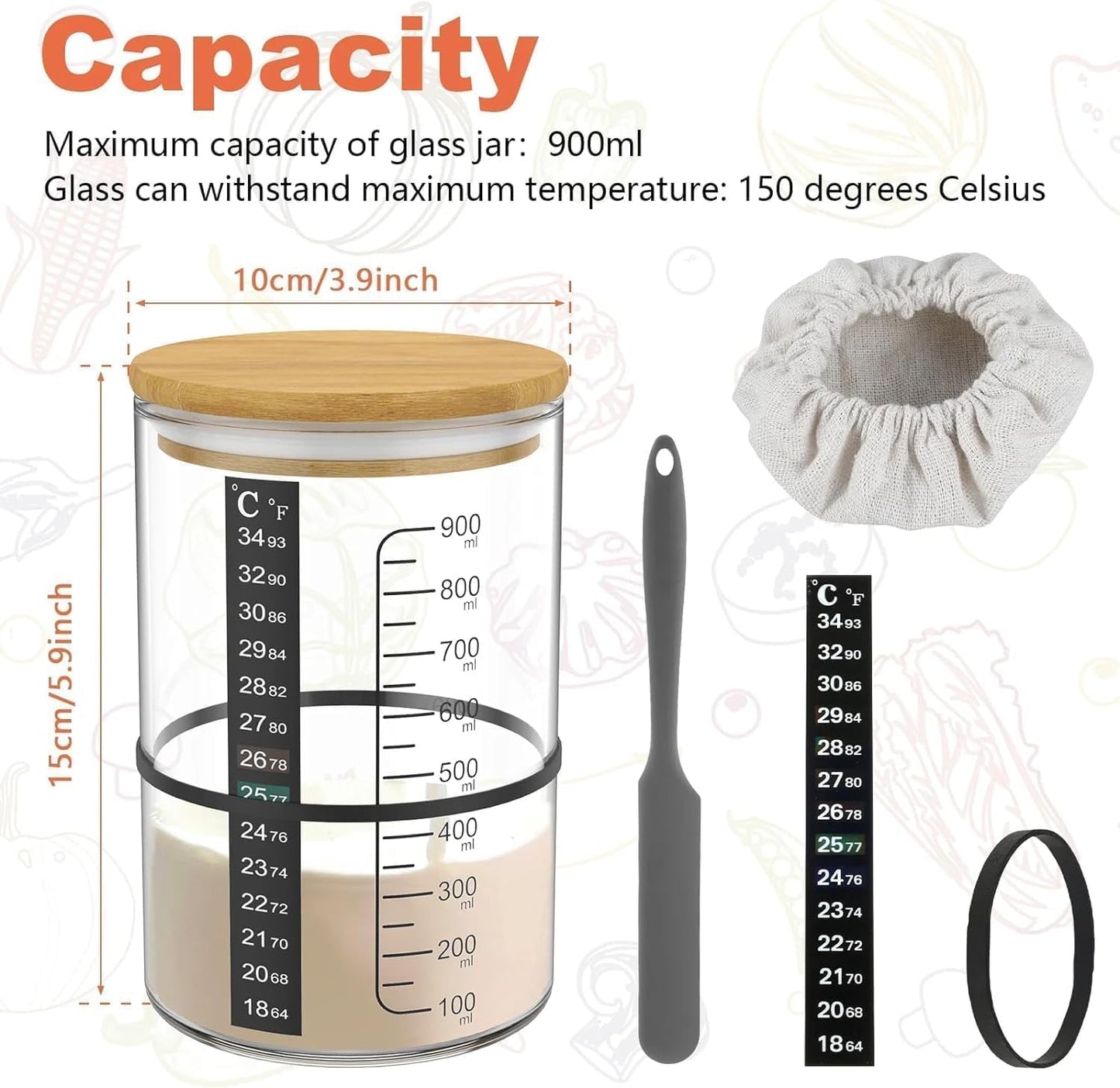 BRIRILINE Pro Sourdough Bread Starter Kit - 34 oz sourdough jar with 5 unique features for the perfect sour dough bread & sourdough starter kit - baking supplies (34oz-3pack)