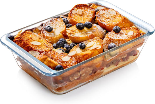NUTRIUPS 1.4QT Deep Glass Baking Dish,(8×6inches）Small Glass Baking Pan,Rectangular Lasagna Pan,Small Glass Casserole Dish,Microwave & Oven Safe