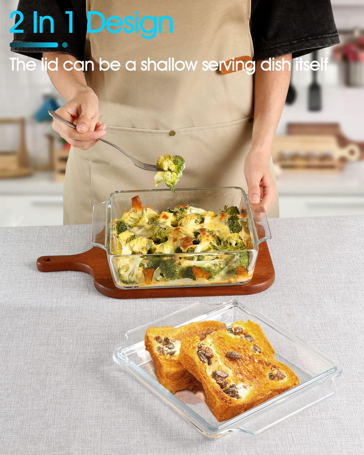 NUTRIUPS 8x8 Baking Dish Square Casserole Baking Dishes with Glass Cover Glass Casserole Dish with Lid Baking Dish Glass Baking Pan for Baking