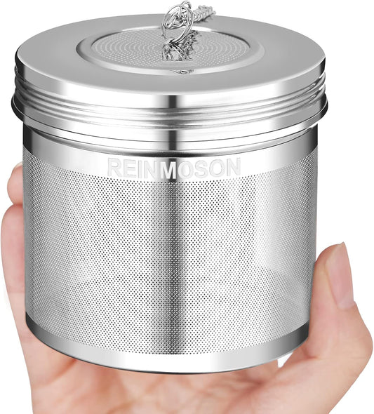 Reinmoson 2 Pack Large Tea Ball Infuser for Loose Leaf Tea & Spice Ball for Cooking Soup, 304 Stainless Steel, Threaded Lid, Chain Hook, Extra Fine Mesh Tea Strainer Ball for Herb, Iced Tea