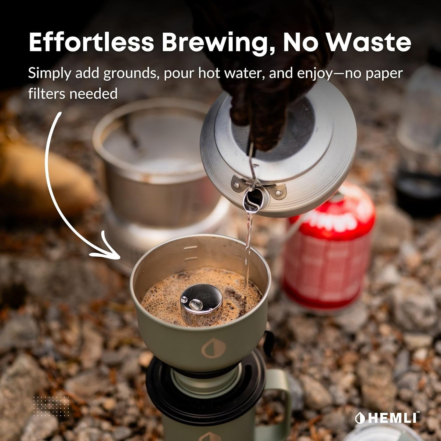 Pour Over Coffee Maker Camp Set – Vacuum Insulated Mug with Leakproof Lid, Stainless Steel Micro Filter, Scratch-Resistant Finish, Portable Coffee Maker for Camping, Travel & Outdoor Adventures