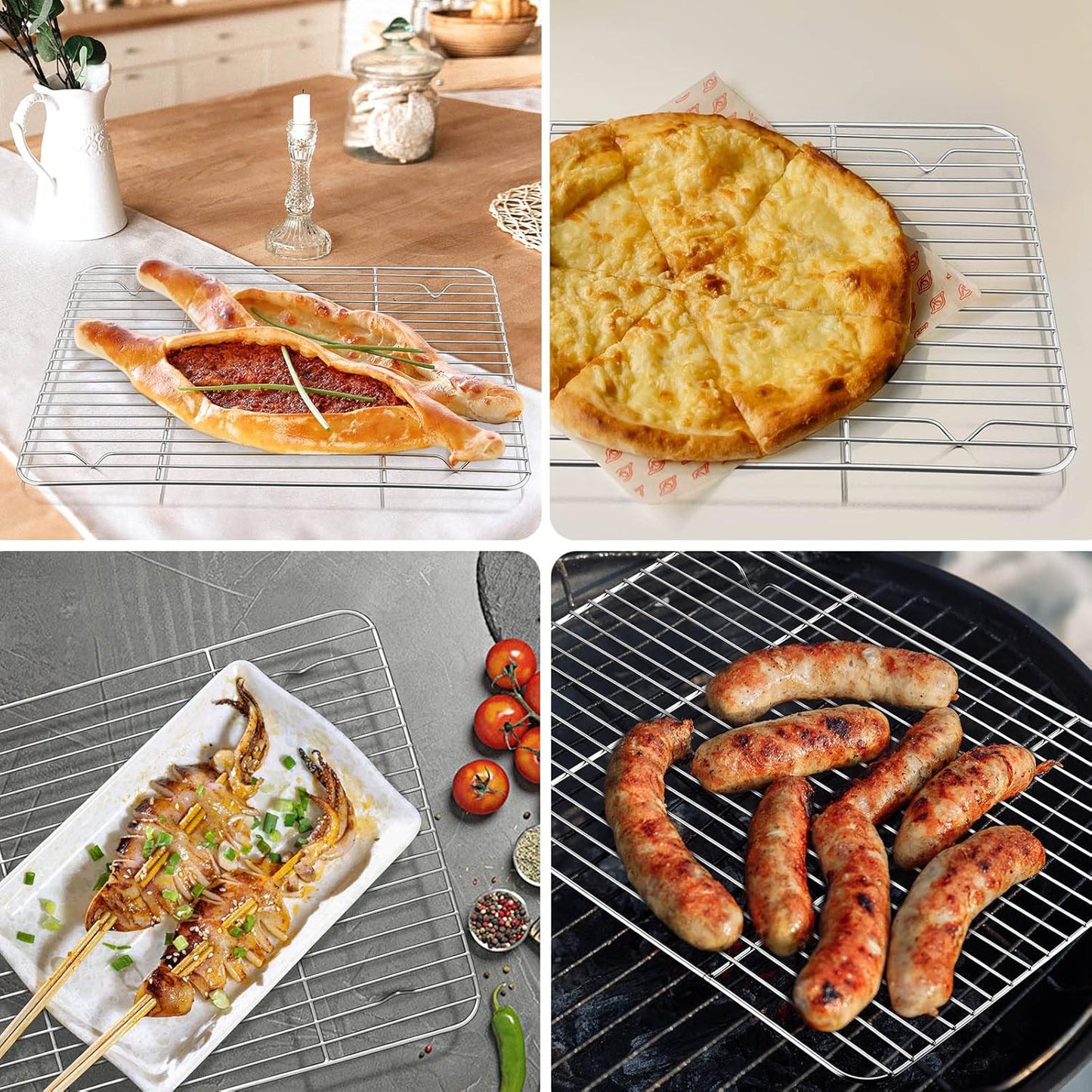 Leonyo 13" Rectangular Basting Cover with 11"x 9" Cooling Rack, Cheese Melting Dome & Wire Rack for Baking, Griddle Accessories with Steam Dome Lids for Oven, BBQ Flat Top Grill Cooking