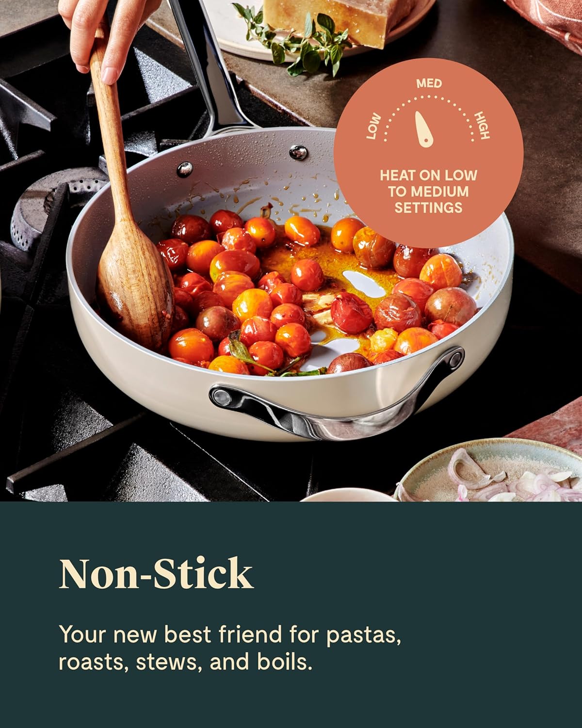 Caraway Nonstick Ceramic Sauté Pan with Lid (4.5 qt, 11.8") - Non Toxic, PTFE & PFOA Free - Oven Safe & Compatible with All Stovetops (Gas, Electric & Induction) - Sage