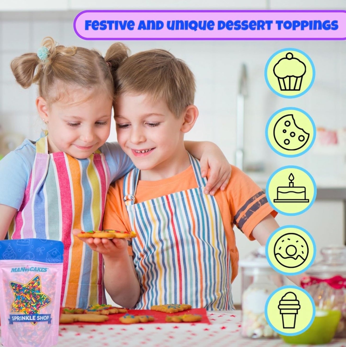 Manvscakes Sprinkles- Edible Cake and Cupcake Sprinkles with Assorted Shapes and Sizes, Purple Sprinkle Mix for Cookies, Ice Cream, Cake and Cupcake Decorating