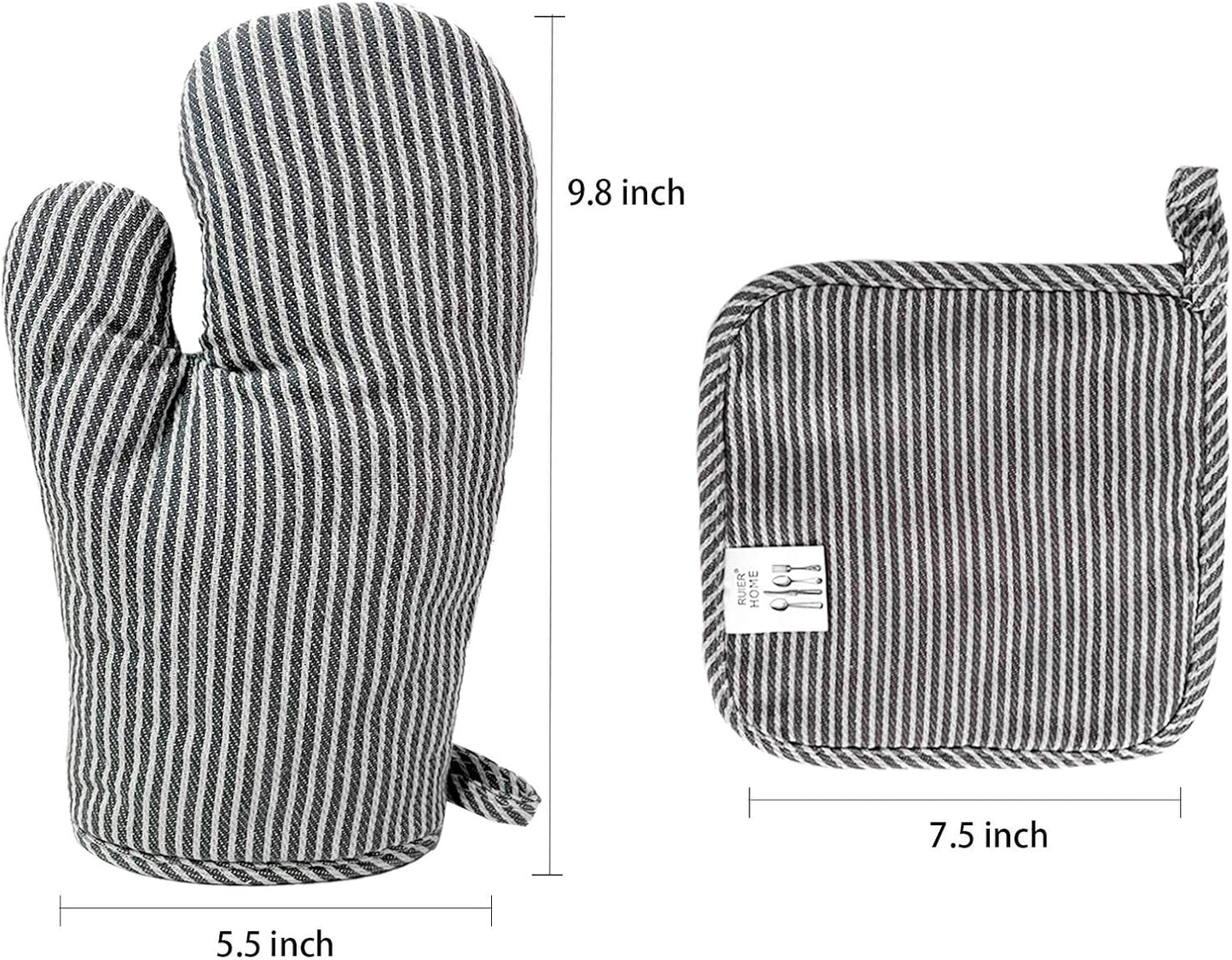 4Pcs Oven Mitts and Pot Holders, Heat Resistant Oven Mitts Set with Pothholder,Heat Resistant Microwave Gloves Safe for Baking,Cooking, BBQ