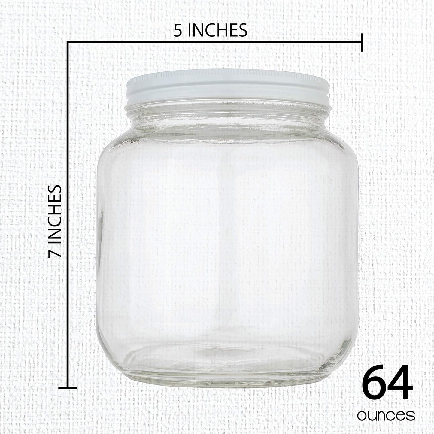 kitchentoolz 2 Pack Large Mason Jars Wide Mouth 64 oz – Half Gallon Glass Jar with Lid – 1/2 Gallon Mason Jar Airtight for Canning, Storing, Brewing, Pickling – Big Mason Jar with Lid