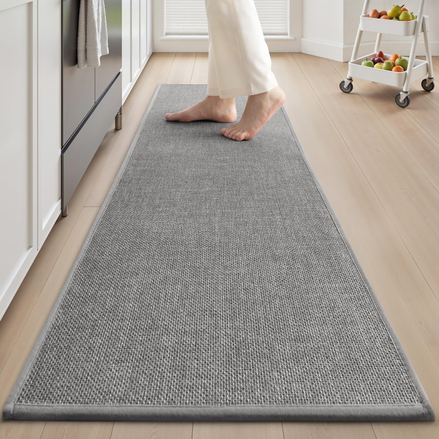 tchdio Kitchen Mats for Floor, Rubber Backed Kitchen Rugs Non Slip Washable, Superior Absorbent Kitchen Runner Rug Easy to Clean, Comfort Kitchen Floor Mat Front of Sink (Grey, 20" × 47")