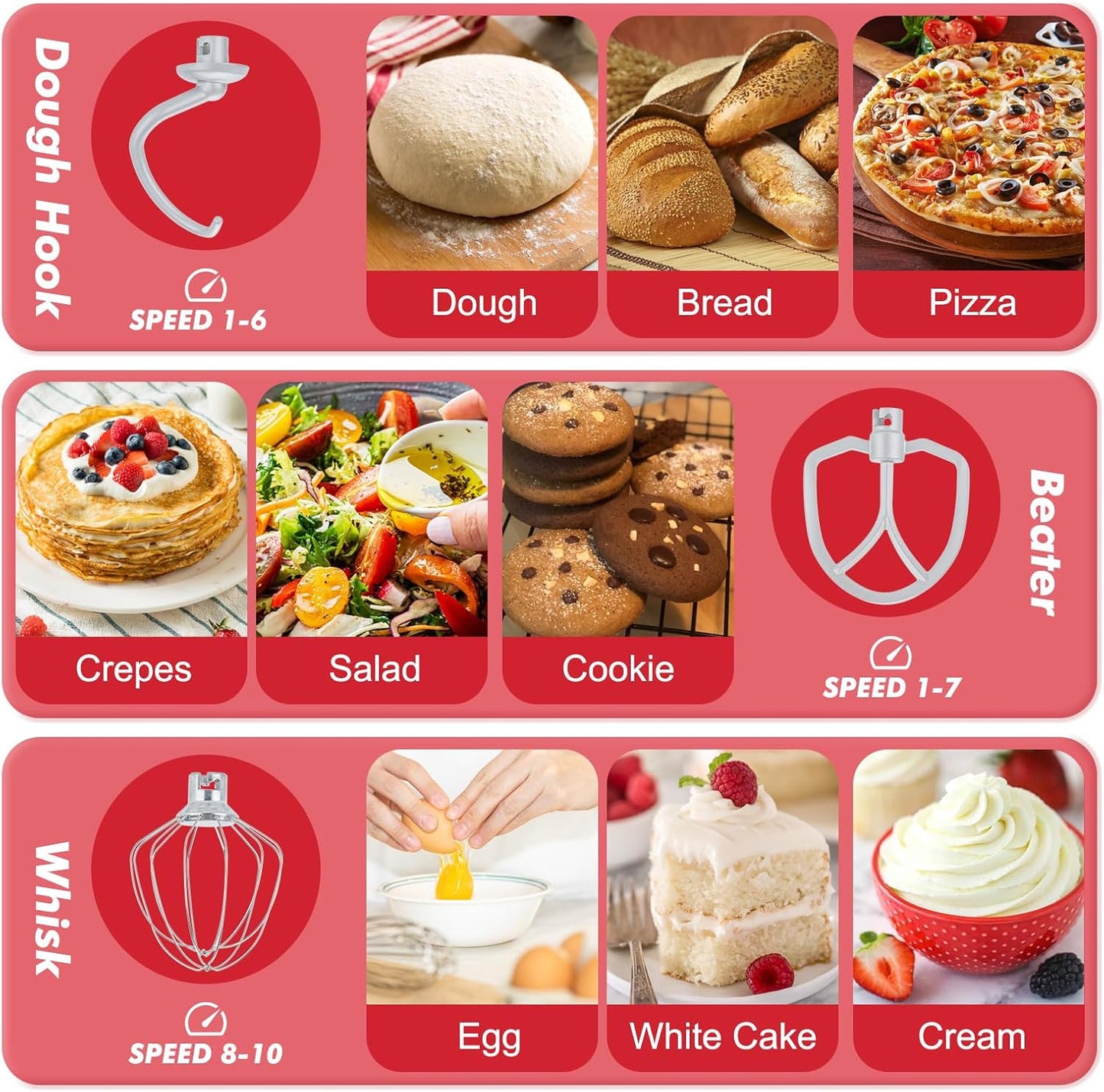 Kitchen in the Box Stand Mixer, 3.5QT Two Bowls Small Kitchen Electric Mixer, 10-Speed Portable Lightweight Matte Finish with Egg Whisk, Dough Hook, Beater (Matte Red, 3.5QT)