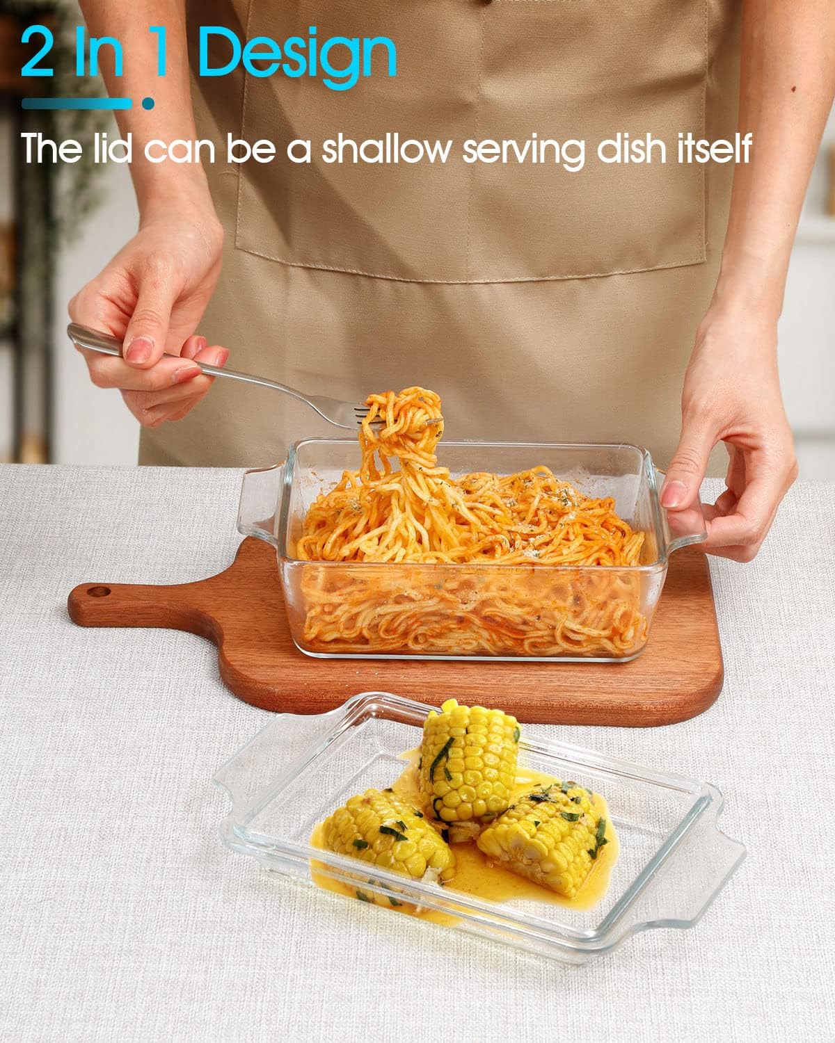 Glass Casserole Dish With Lid, Mini-1 QT (5.7in x 7in) Glass Baking Dishes for Oven, Single Serving Glass Oven Bakeware
