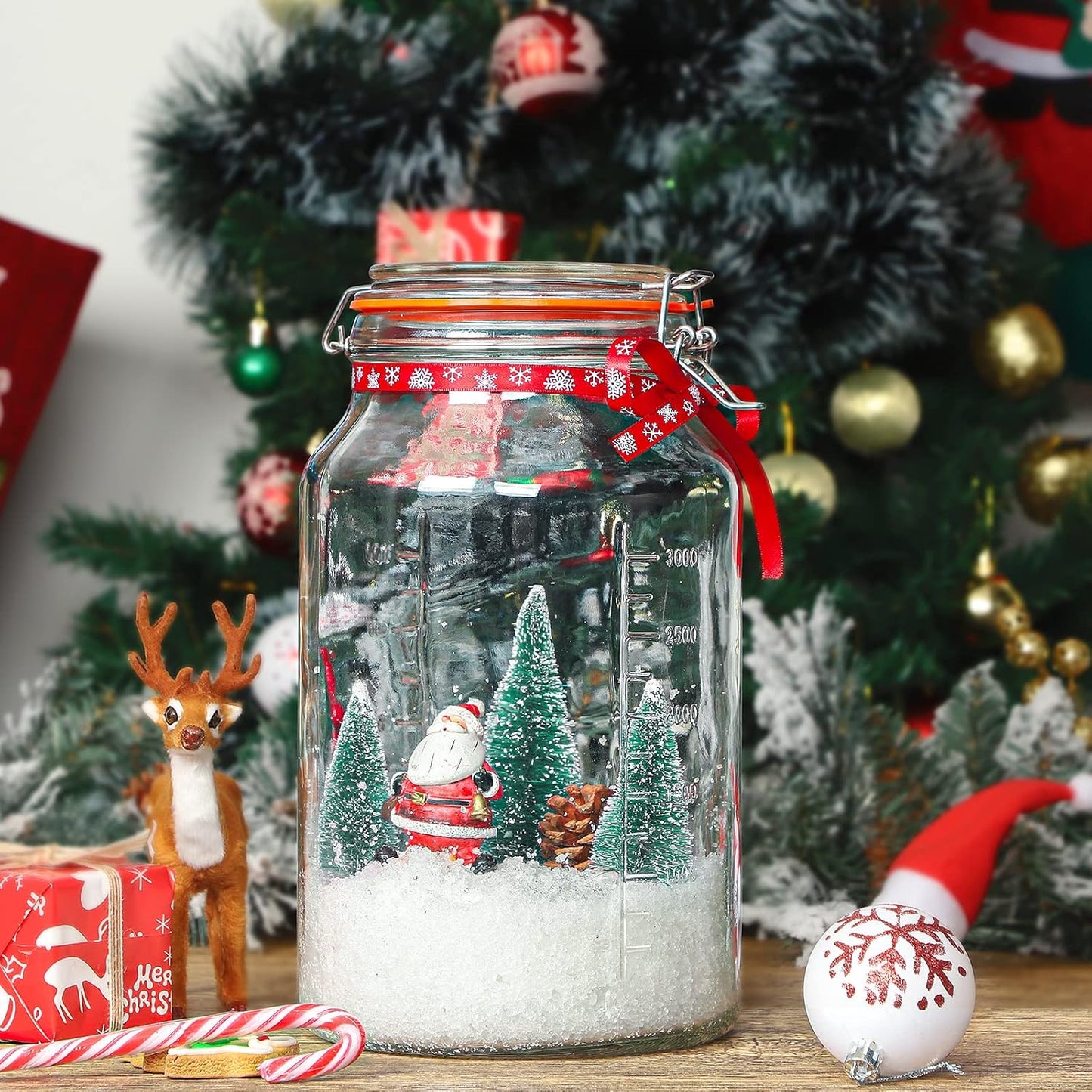 Folinstall Super Wide Mouth Glass Storage Jar with Airtight Lids, 1 Gallon Large Mason Jars with 2 Measurement Marks, Large Capacity for Pickle Jar, Overnight Oats