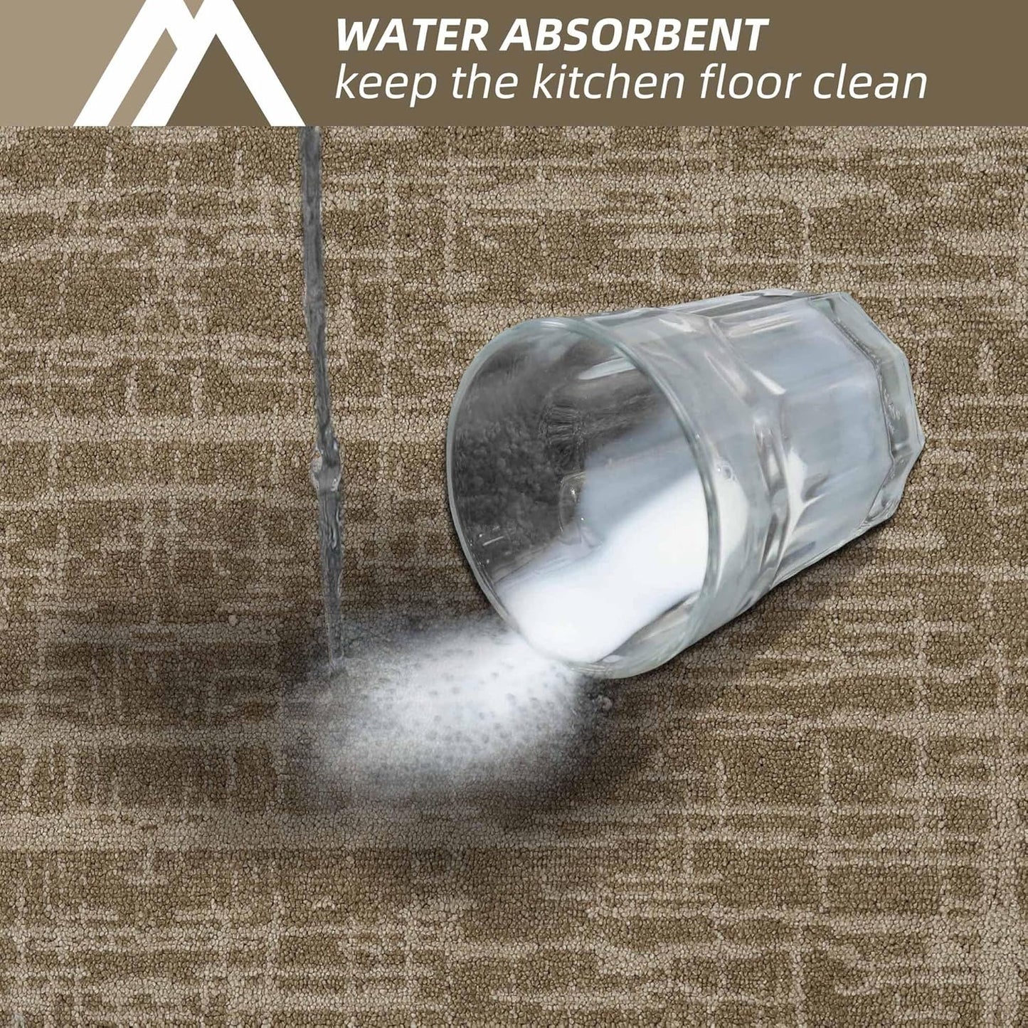 COSY HOMEER Kitchen Rugs Non Slip Washable 24"x36"+24"x60" Absorbent Soft Kitchen Mats for Floor Polyester Kitchen Runner Rug Sets of 2 Kitchen Floor Mats for Sink Mat,Hallway,Laundry,Taupe