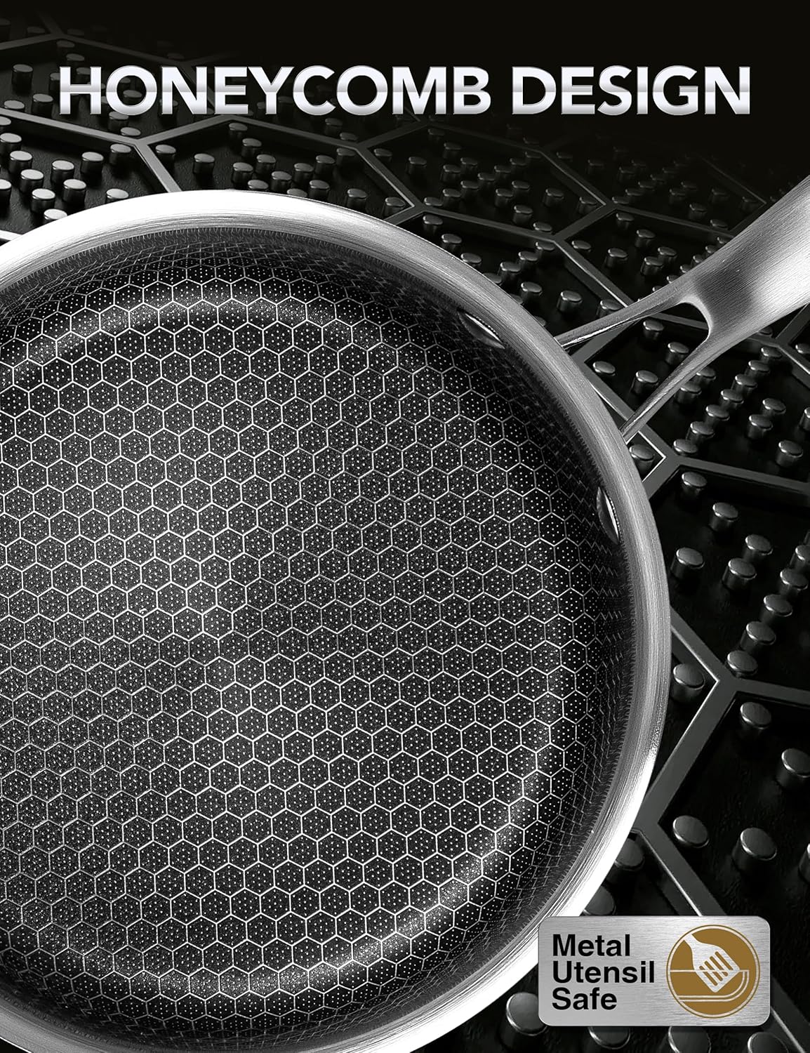 MICHELANGELO 6 Pcs Tri-ply Stainless Steel Pot Set, 2QT & 3QT & 8QT Pot with Lids, Nonstick HoneyComb Interior Cooking Pot Set, Compatible with All Cooktops, Oven & Dishwasher Safe