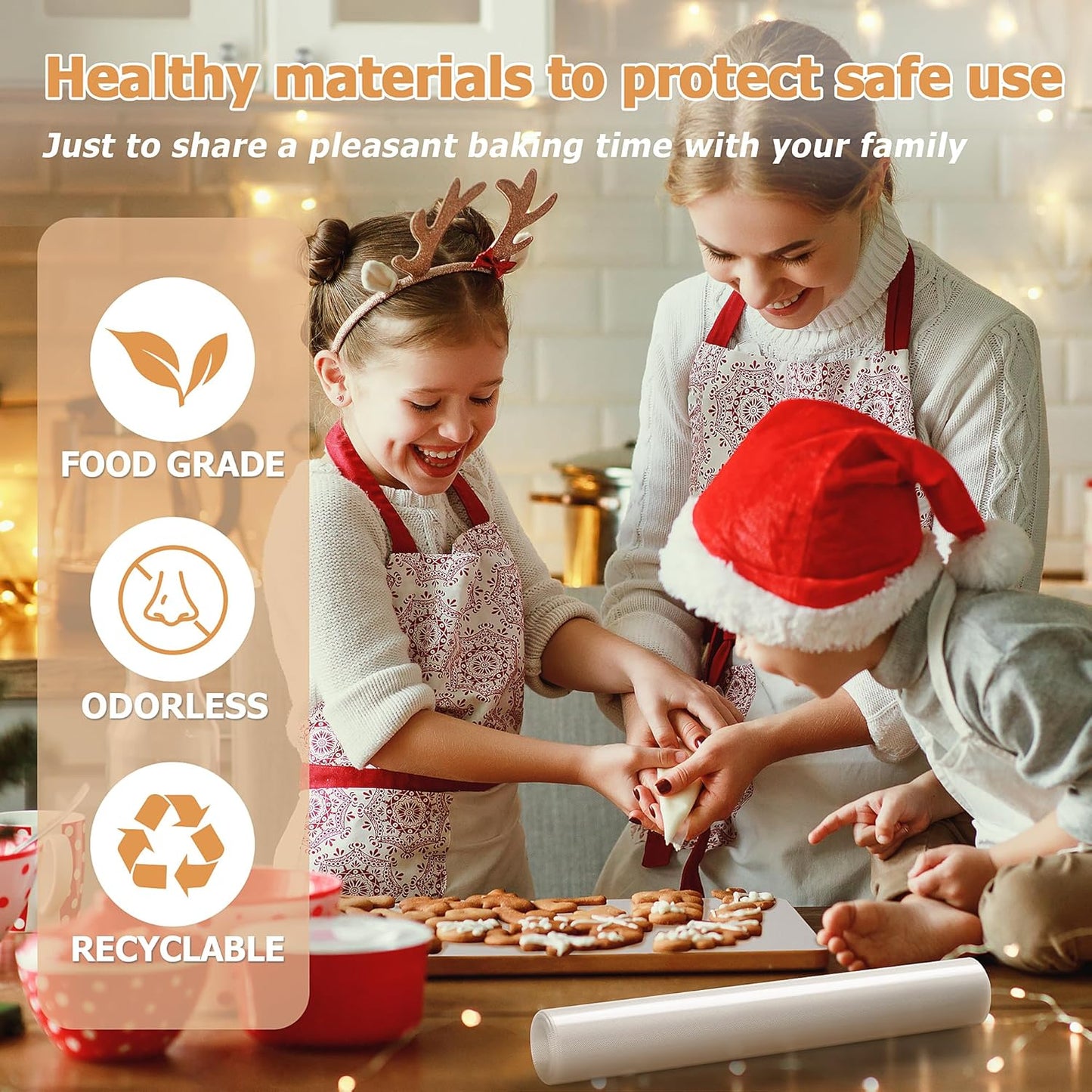 Silicone Baking Mat Roll, Non-Stick Heat Resistant Food Grade Baking Mats, Non-Slip Reusable Air Fryer Linner, Freeze Dryer Mat, Counter Mat, Oven Liner, Refrigerator Liners - 16IN x 10FT