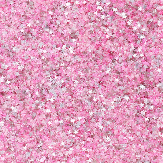 Sanding Sugar Edible Silver Glitter Stars Mix, Edible Pink Sugar Sprinkles for Cake Decorating, Sparkling Edible Pink Sanding Sugar for Cupcake Toppers Cookie Decorations For Wedding Party Celebrations 3.5oz (Pink)